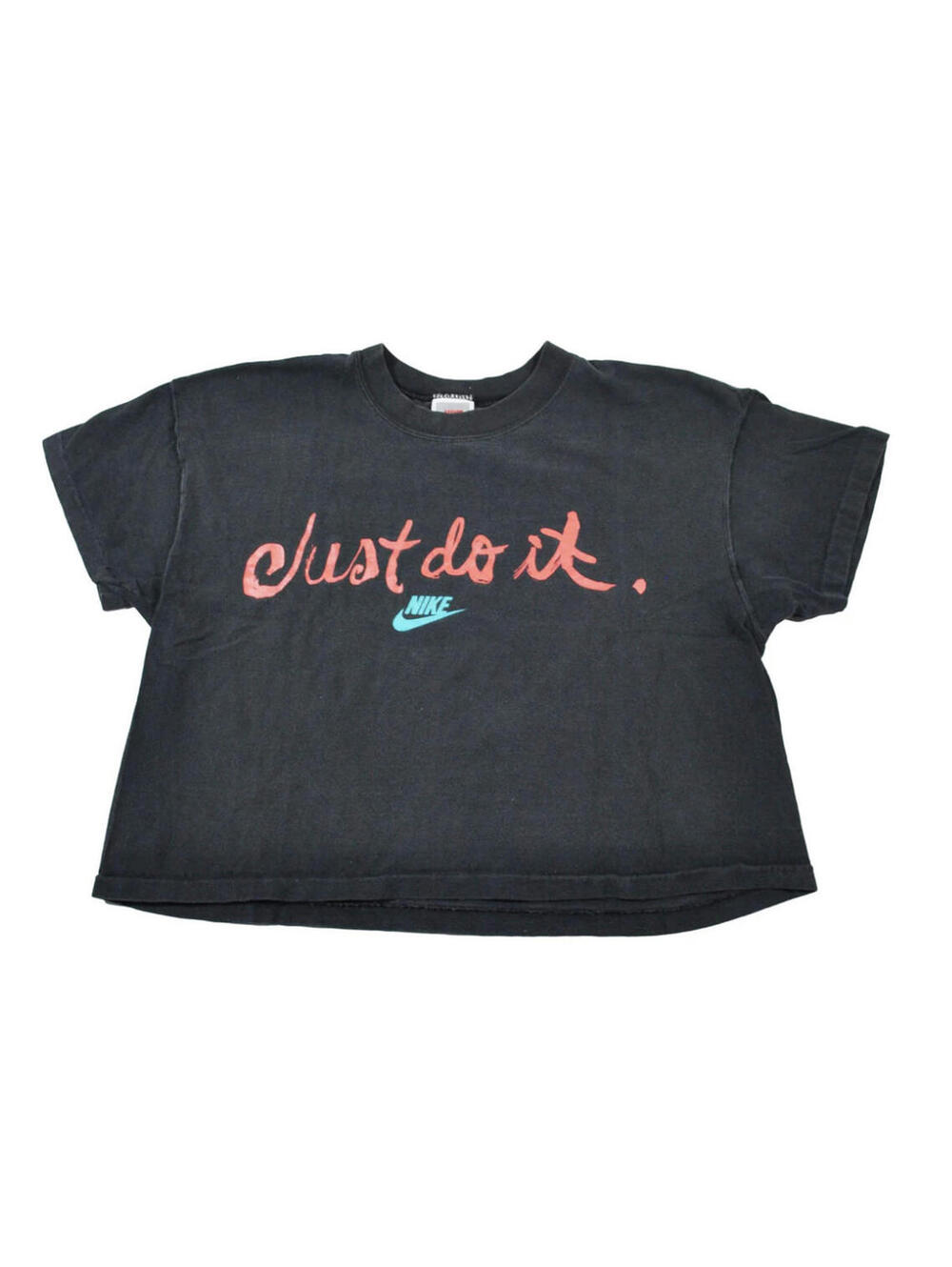 Vintage Nike Gray Tag Crop Just Do It 90s Black Shirt Size Women's Small